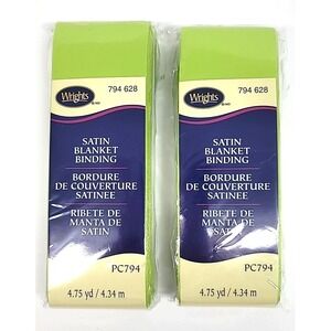 2-Pack Wrights Single Fold Satin Blanket Binding 2"W X 4.75yd-Lime Green-794 628